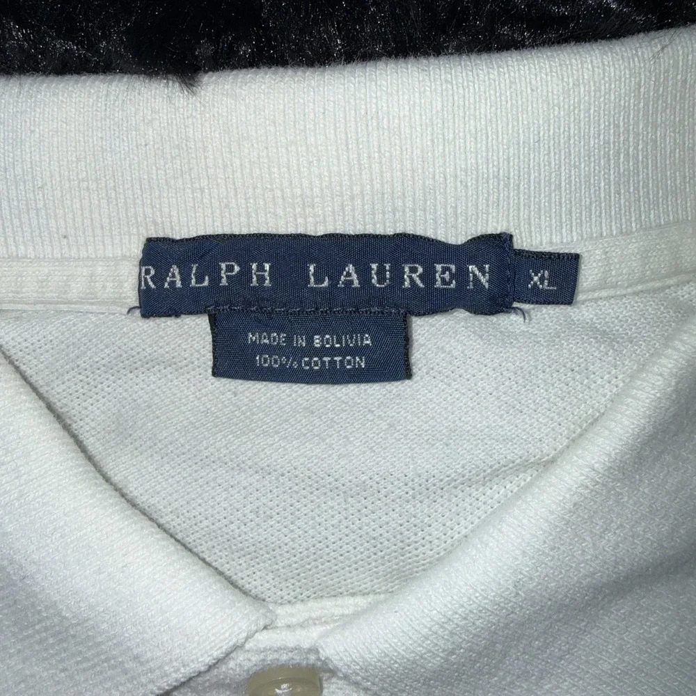 Ralph Lauren Polo Shirt Boys Extra Large White Purple Pony Logo Short Sleeve